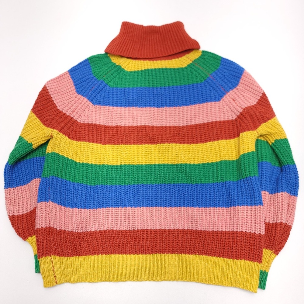 Womens Rainbow Striped Knit Sweater Long Sleeve Turtle‎ Neck - Picture 3 of 3